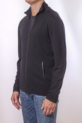 JOHN VARVATOS LEATHER TRIM ZIP SWEATER