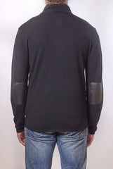 JOHN VARVATOS LEATHER TRIM ZIP SWEATER