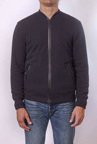 JOHN VARVATOS FLLECE JACKET WITH LEATHER TRIM