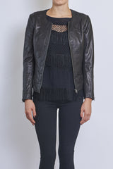 JUNE LEATHER ZIP FRONT JACKET