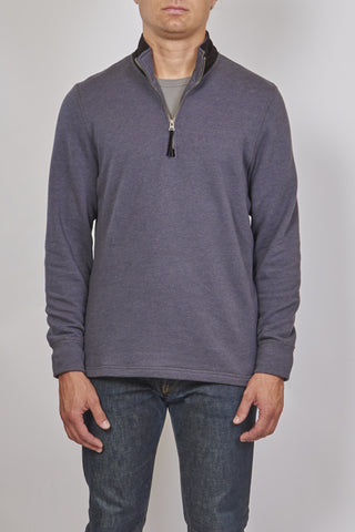 BILLY REID 1/2 ZIP SWEATSHIRT WITH SUEDE TRIM