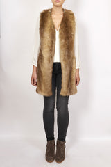 ILLIA CRUNCH LEATHER AND FAUX FUR VEST