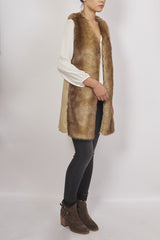 ILLIA CRUNCH LEATHER AND FAUX FUR VEST