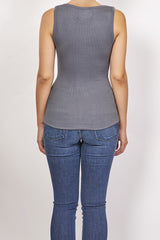 ILLIA CRUNCH LEATHER AND MODAL V NECK