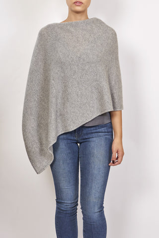 RIVIERA TWEEDED CASHMERE ASYMETRICAL PONCHO