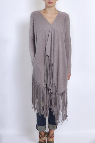 THE PERFEXT CASHMERE FRINGE OPEN FRONT CARDIGAN