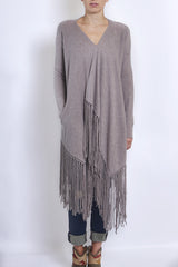 THE PERFEXT CASHMERE FRINGE OPEN FRONT CARDIGAN