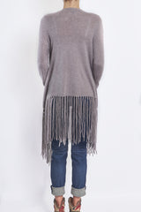 THE PERFEXT CASHMERE FRINGE OPEN FRONT CARDIGAN