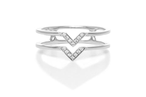 EF COLLECTION DOUBLE MINI CHEVRON RING