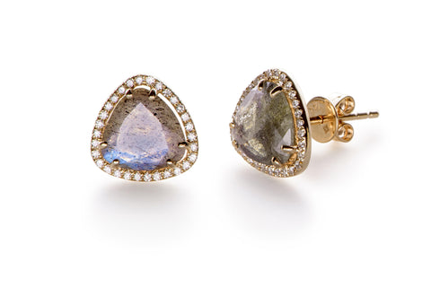 EF COLLECTION DIAMOND AND LABRADORITE STUD