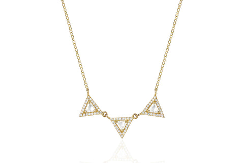 EF COLLECTION TRIANGLE WHITE DIAMOND AND TOPAZ NECKLACE