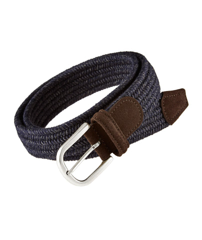 ANDERON'S NAVY WOOL AND CASHMERE WOVEN BELT