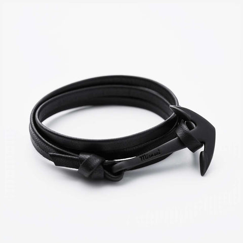 MIANSAI NOIR ANCHOR BLACK LEATHER BRACELET