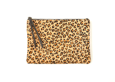 OLIVEVE QUEENIE LEOPARD CALF HAIR CLUTCH