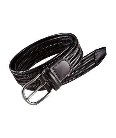 ANDERON'S BLACK LEATHER WOVEN BELT