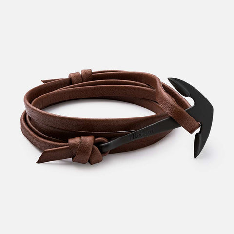 MIANSAI NOIR ANCHOR TAN LEATHER BRACELET