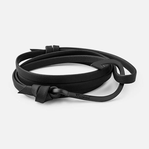 MIANSAI NOIR HOOK BLACK LEATHER BRACELET
