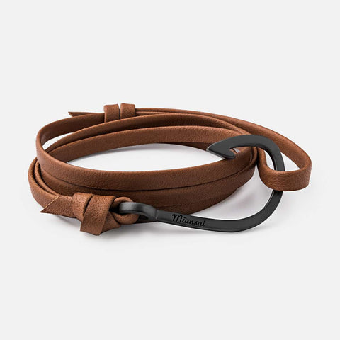MIANSAI NOIR HOOK TAN LEATHER BRACELET